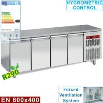 TP4B/HG-R2 (25) Konditorei-Bäckerei Tiefkühltisch mit Granitplatte, Umluft, 4 Türen EN 600x400, 760 Liter